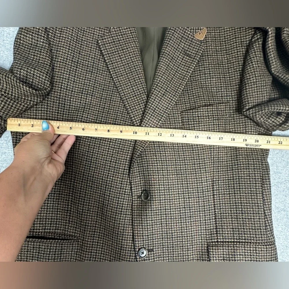 Evan Picone Blazer Mens 43R Houndstooth Wool Elbow‎ Patch Sport Coat Classic